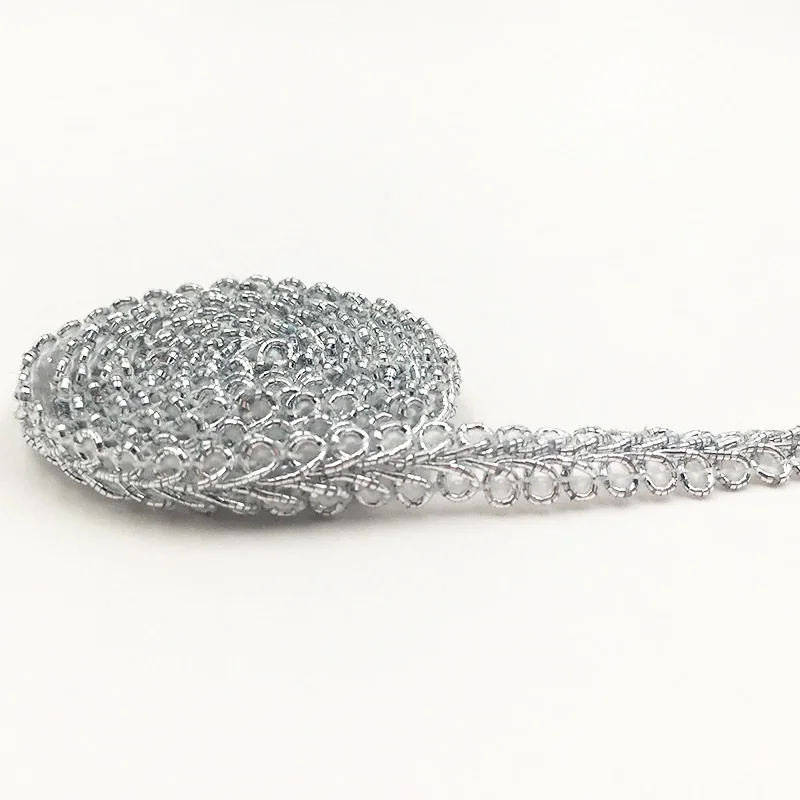 silver 5 метров 8 мм Отделка шитье кружево Золото Серебро многоножка плетеная кружевная лента украшение дома Вечеринка DIY Одежда кривая Seing кружево - Цвет: silver
