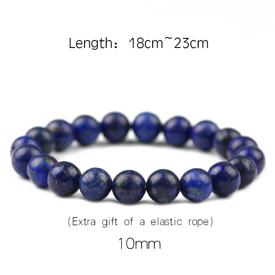 10mm-Elastic rope JHNBY Природный камень лазурит браслет для Для женщин 6/8/10/12 мм бусины плетеный/вставку внутрь эластичного ремешка Шарм Браслет Модные Для мужчин, ювелирное изделие, подарок - Окраска металла: 10mm-Elastic rope