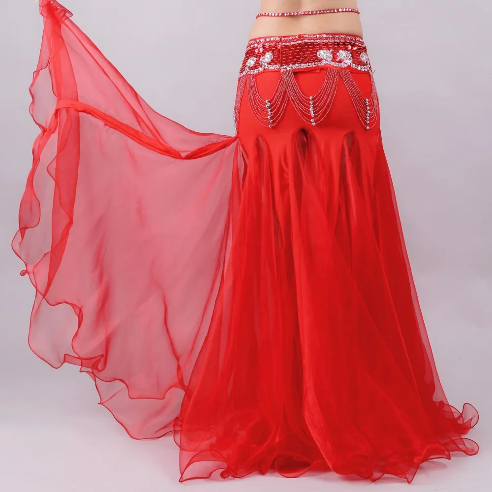 Belly Dancing Clothes Professional Long Fish Tail Skirts Wrapped Skirt Women Sequins Belly Dance Skirts (without belt) images - 6