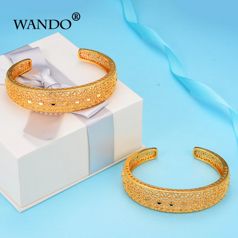 WANDO бренд горячая распродажа золотой цвет Открытый браслет массивный Большой