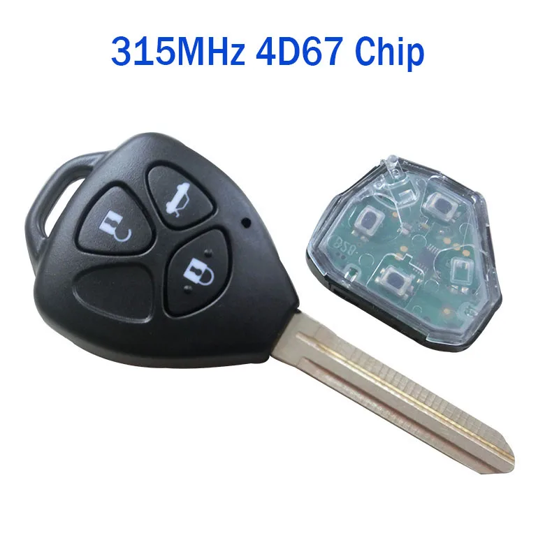 Автомобильный Дистанционный ключ для Toyota Camry Corolla Prado RAV4 Vios Hilux Yaris 3 кнопки