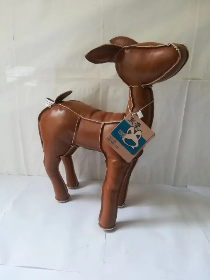 

large 33cm brown sika deer plush toy PU leather deer soft toy kid's toy Christmas gift w0516