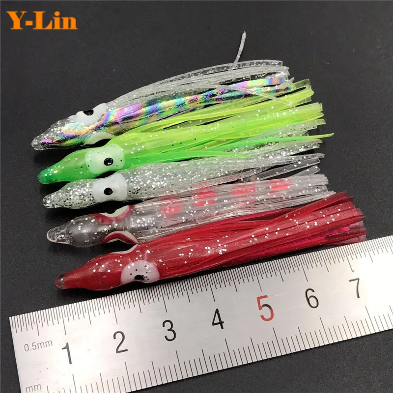 

30pcs 6cm Fishing Squid Lures Artifical Soft Squid Skirts Mixed Color Plastic Lure Saltwater Octopus Bait For Fishing