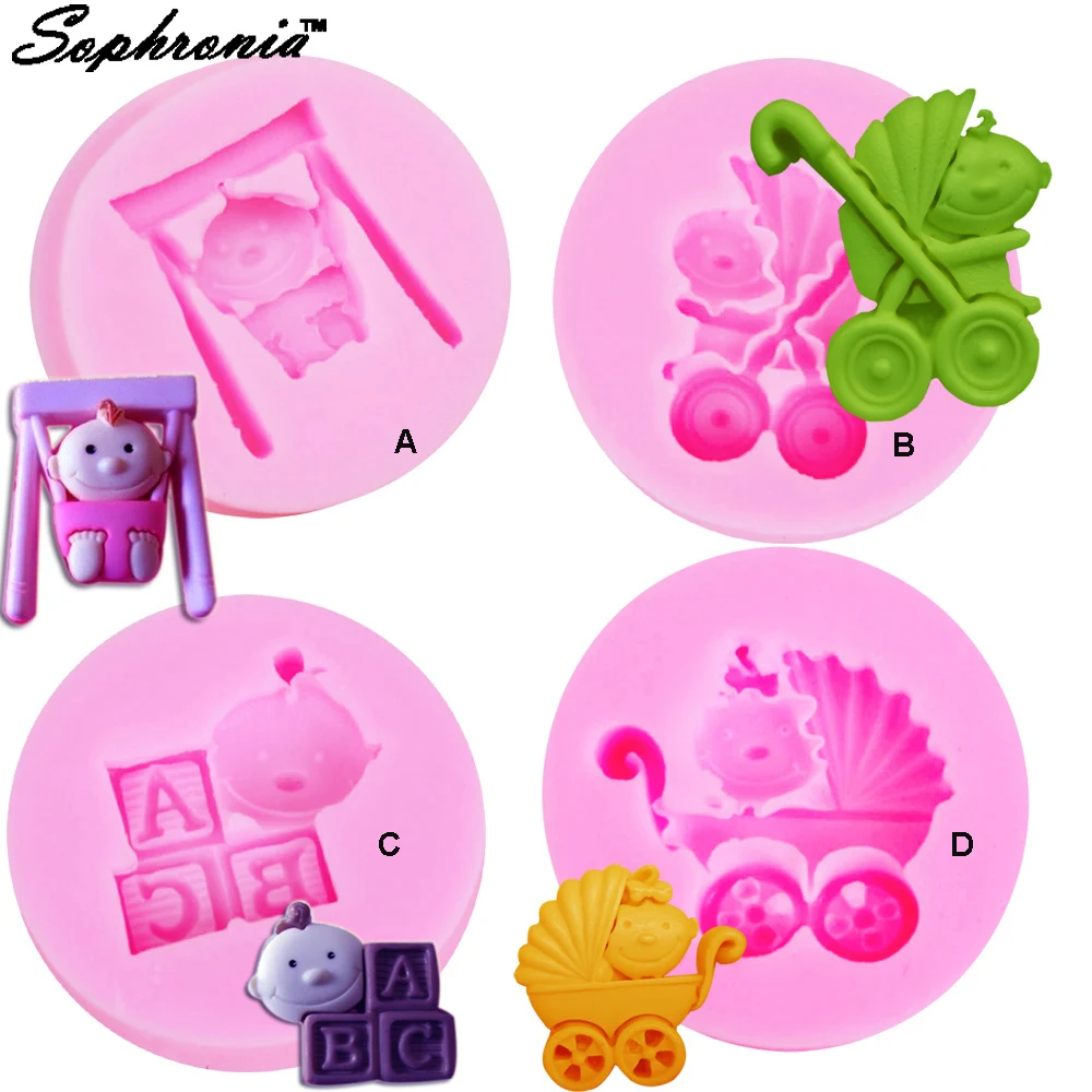 

10PCS/SET M-C076 Baby Series Silicone Mold Fondant Chocolate Child Party Cake Party Craft Car Mould Candy Mold Kitchen 4pcs/set