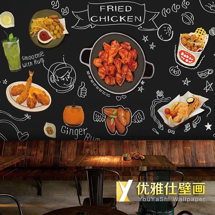 3d Роспись на заказ мультяшная Корейская кухня жареная еда фотообои для магазина