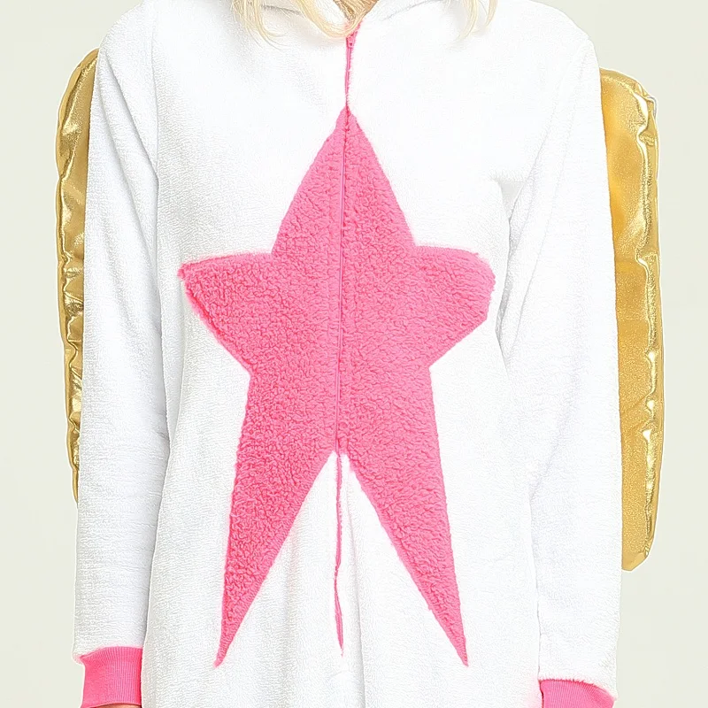 Новый 2018 золотые крылья Единорог Onesie для мужчин женщин аниме Стич Лило Пижама