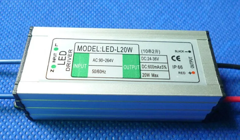 

Fedex 50 pieces Input 90-264 V 50/60HZ 10series 2 parallel 20W Waterproof LED Driver High Power Supply 0.6 A