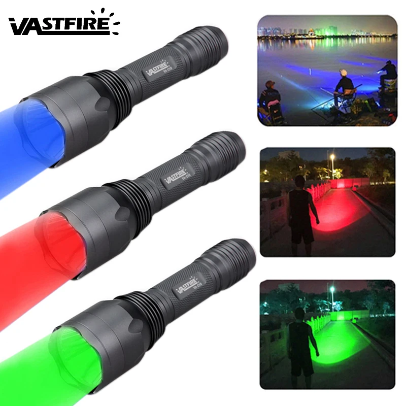 

18650 лм ярдов светодиодный охотничий фонарик 3 цвета синий/красный/зеленый тактический фонарь Крепление для прицела Рыбалка