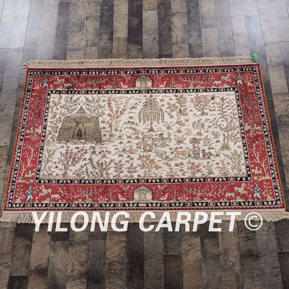 

YILONG 3'x5' pakistani silk carpets exquisite exclusive small tabriz silk rugs (HF019A3x5)