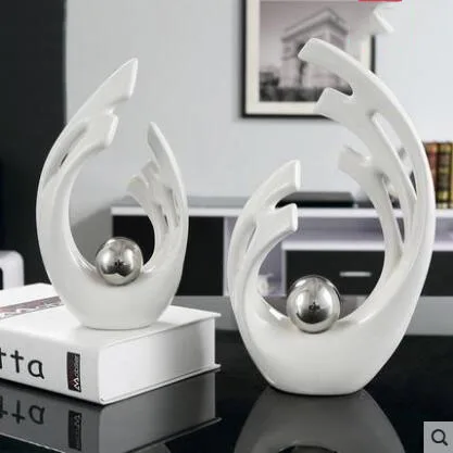Modern Simple Desktop Ceramic Figurines Decor Home Furnishing Crafts Decoration Creative Home Livingroom White Green Accessories - Цвет: style6
