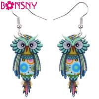 bonsny animal acrylic stud dangle drop owl birds big long earrings news fashion jewelry for girls women teens kids anime gift