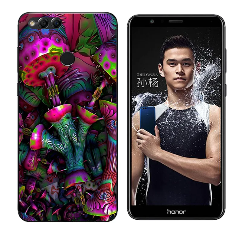Clear TPU for Honor 7X Back Phone Cover Soft Silicone Huawei honor Botanic Printing Cases 5.93&quot Fundas |