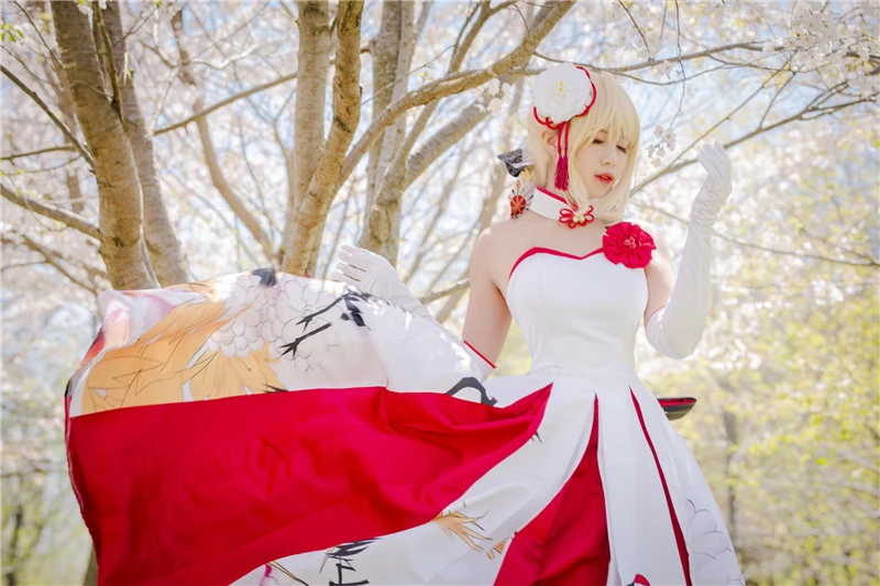 

Fate stay night Saber Arturia Pendragon Cosplay Costume Saber Wedding Dress Women Party Costume Dress Customized