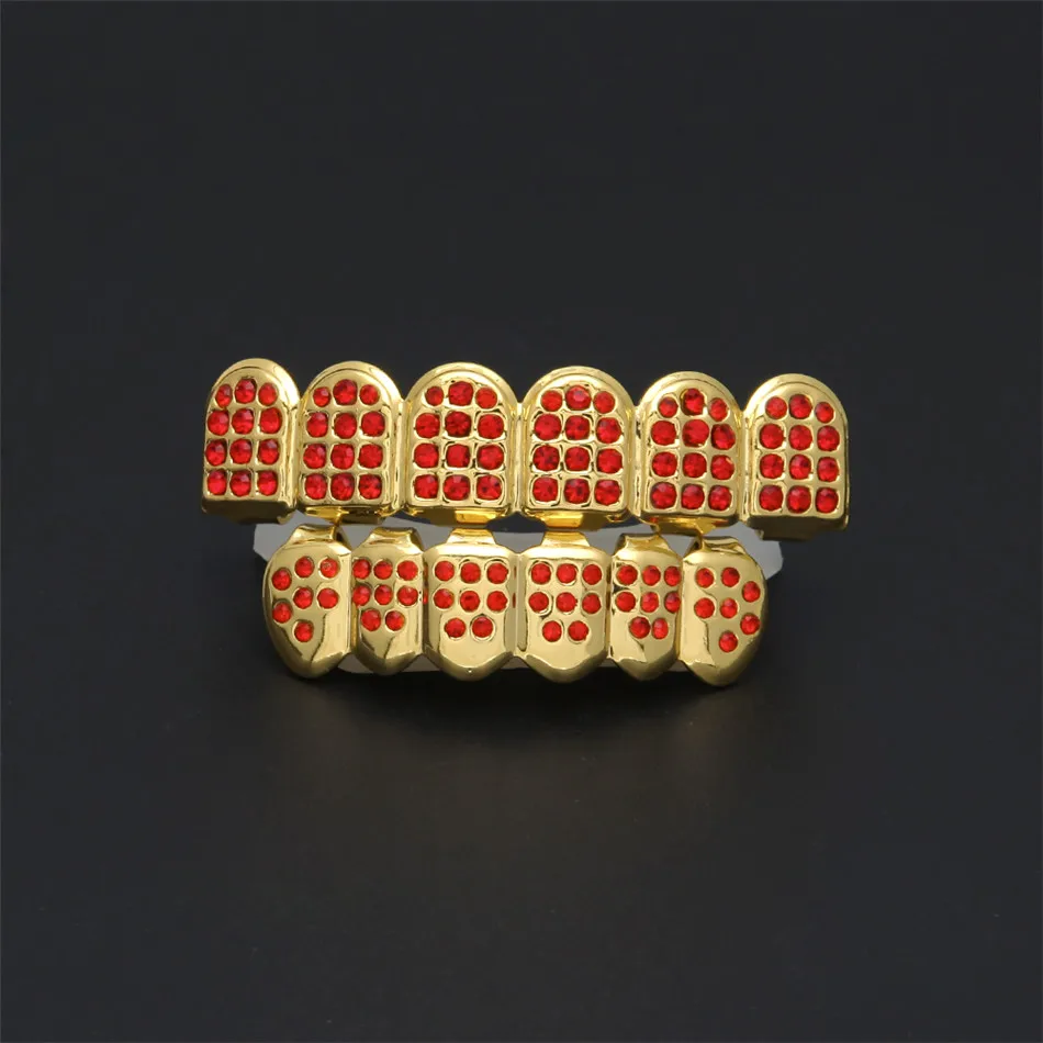 UWIN Позолоченные Стразы с фианитом хип хоп ЗУБЫ для гриля набор верхним и нижним