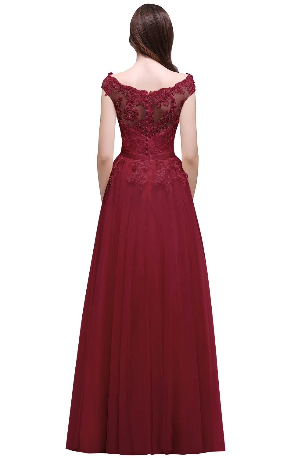 Vestido Madrinha Новое Элегантное Бордовое Кружевное Платье Для Подружки Невесты