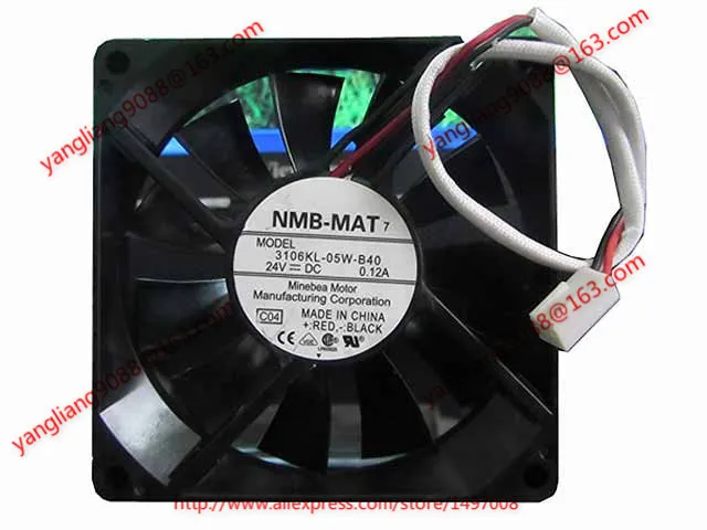 

NMB-MAT 3106KL-05W-B40 C04 DC 24V 0.12A 2-wire 80x80x15mm Server Cooling Fan