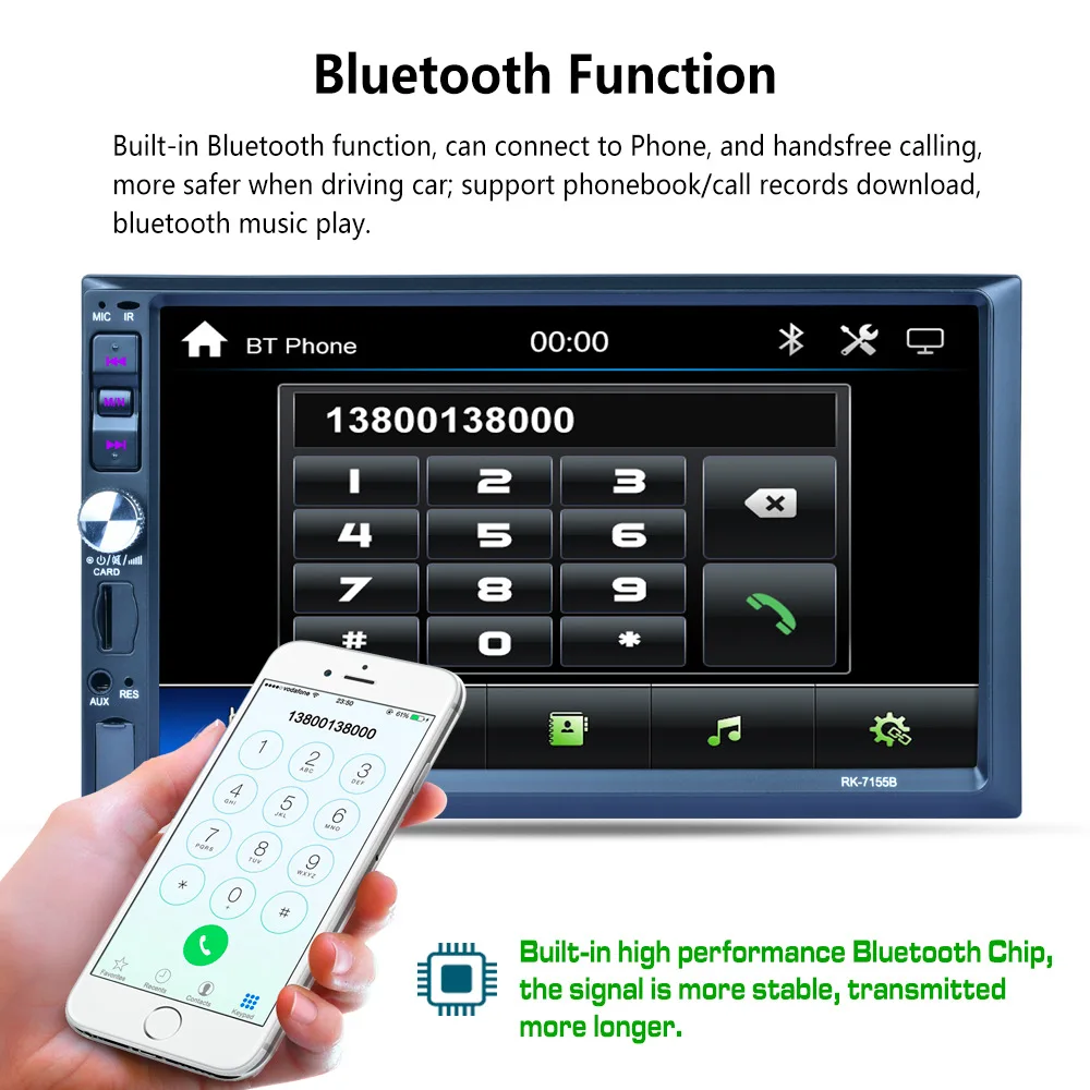 CARKUCO 7 дюймов сенсорный экран автомобильный стерео Мультимедиа Авторадио Bluetooth