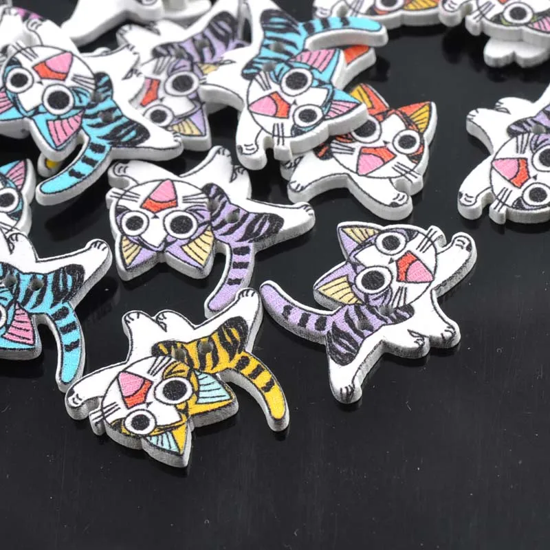 Смешанные 2 отверстия кошечка для шитья деревянные пуговицы и аксессуары