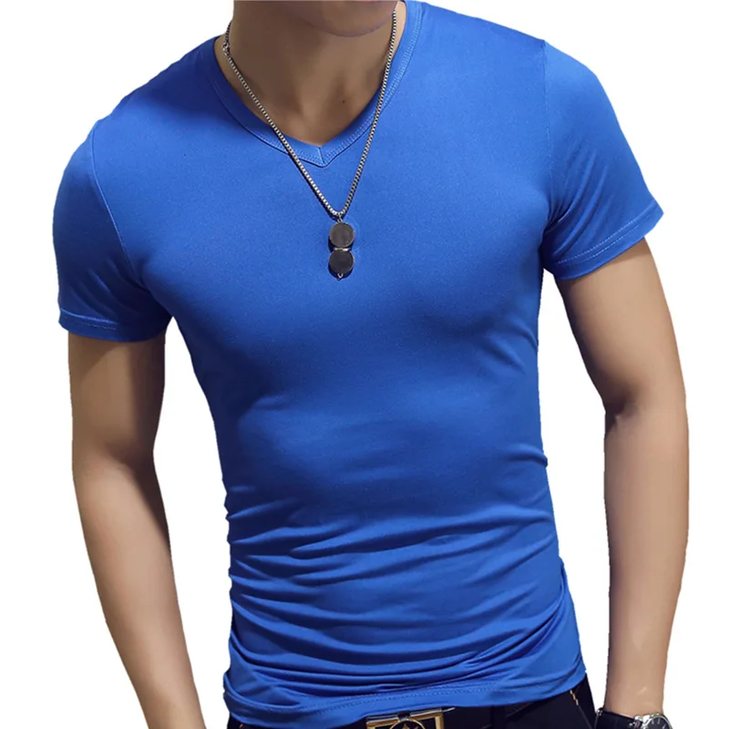 18 Colors Slim Man's T-shirt Short Sleeve Streetwear Gym Clothing Tee Top Plain Running Shirt Camiseta Masculina Tee Shirt Homme