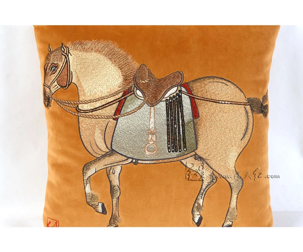 Home Decorative Throw Pillows Cushion bedding Six Steeds of Zhao Mausoleum Square 40*40 Living room Sofa Car Seat Cusion Cotton | Дом и сад