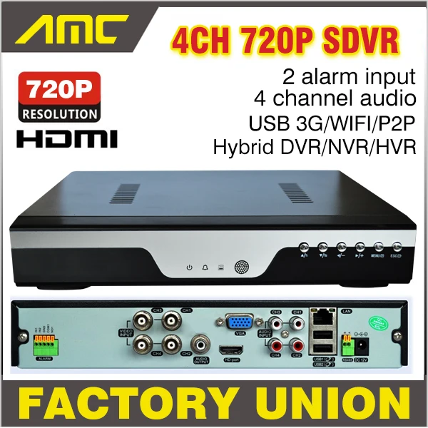Улучшенная Запись в реальном времени 720P CCTV 4CH AHD H.264 DVR 4 канала Гибридный HVR NVR