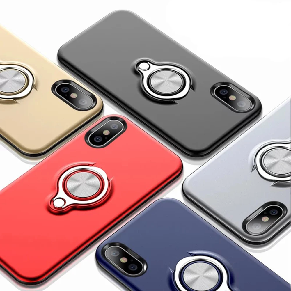 Магнитный чехол-держатель для телефона с кольцом на палец iPhone 7 8 Plus XS MAX XR X