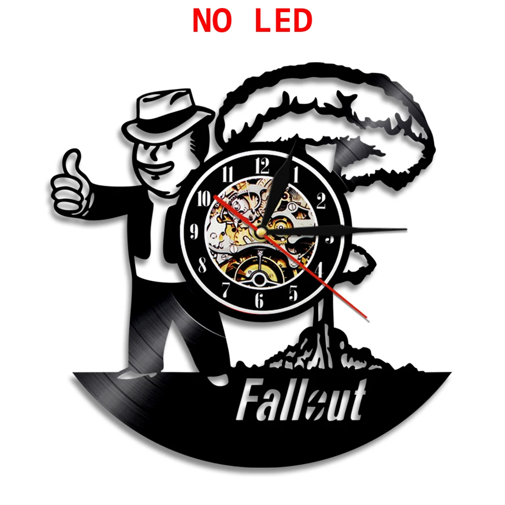 Светодиодные виниловые настенные часы Fallout Крутое украшение для гостиной с