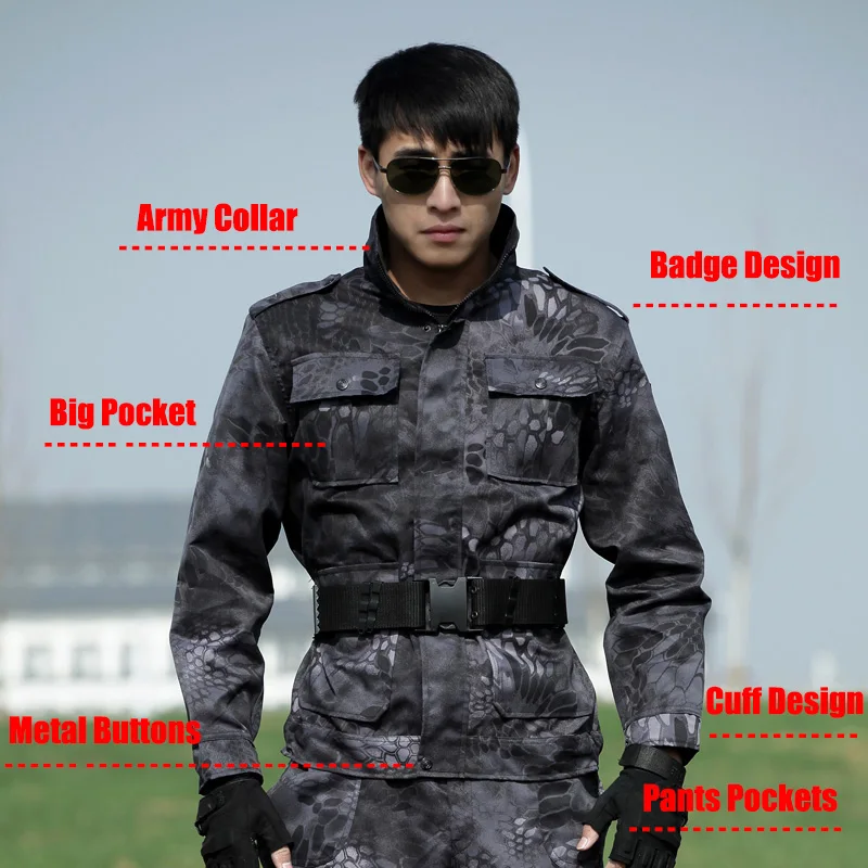 Военная форма черный ястреб питон Uniforme Военная Тактическая Боевая куртка брюки карго костюм CS Fardas Militar армейская одежда для мужчин