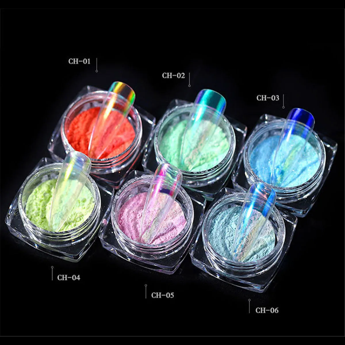 6 шт. Аврора пигмент порошок для ногтей Единорог волшебный салон Русалка хром