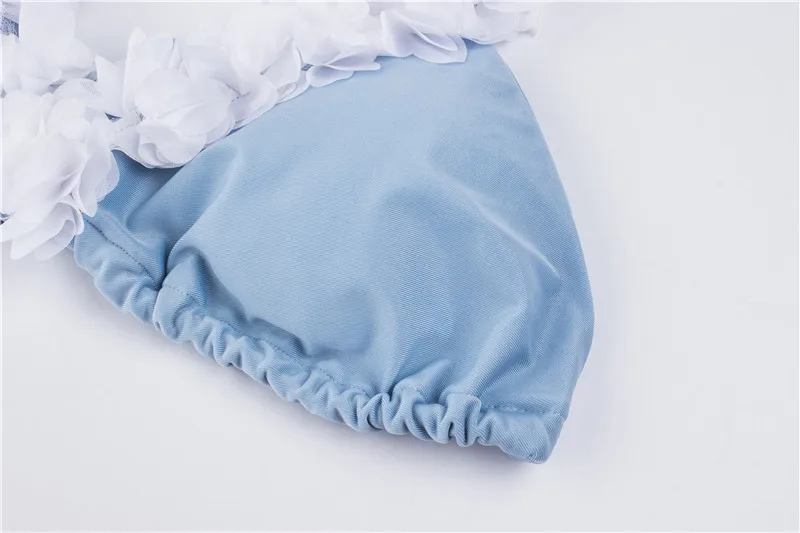 Женский купальник без спинки бикини с цветочным принтом и бретельками купальный