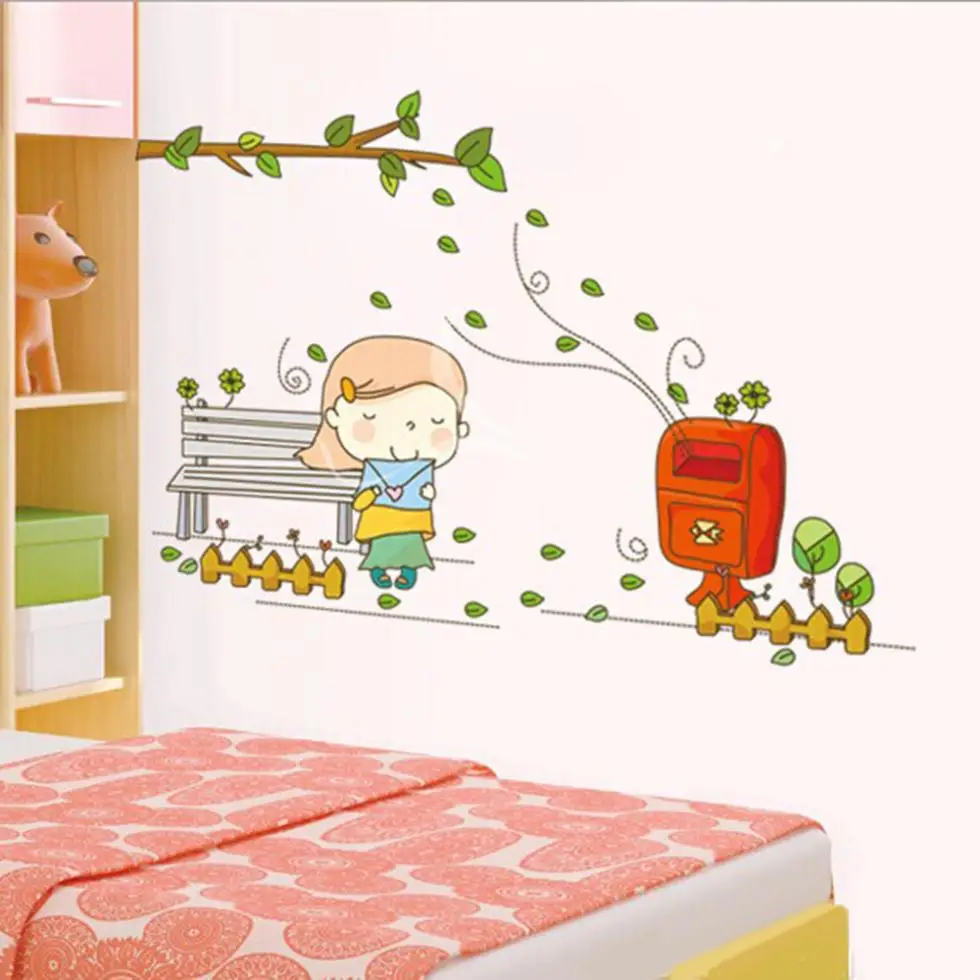 Девушки Отправить Письмо красочные ветке дерева красивые наклейки на стены для