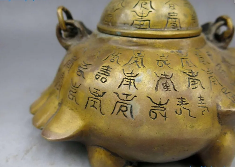 Китайская латунная медная черепаховая черепаха Красивый Чайничек чайник | Дом и