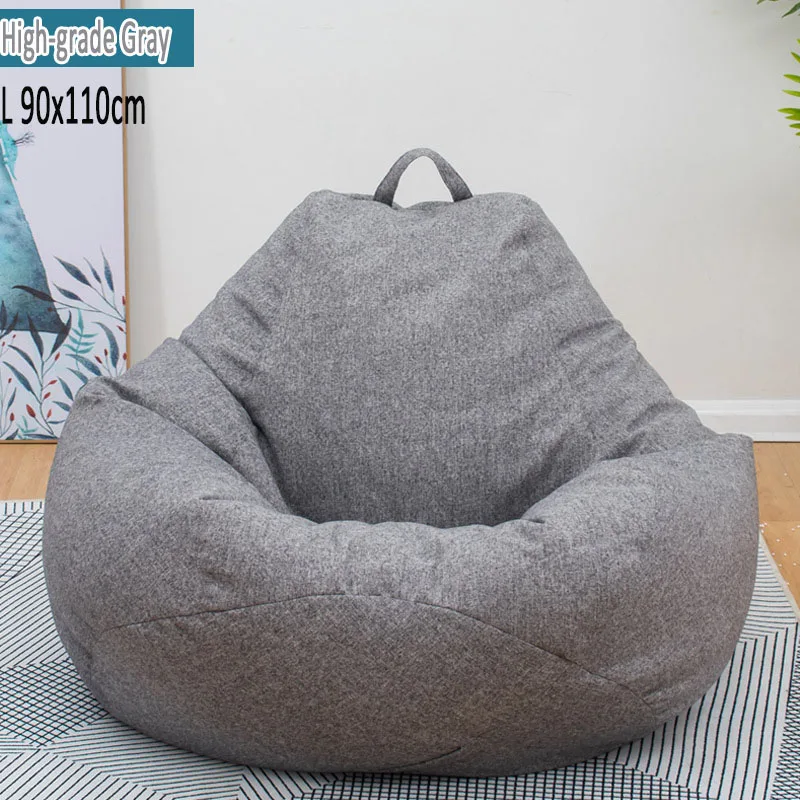 Grey L 90x110cm Японский Стиль 4 сезона для взрослых и детей ленивый Bean Bag Диван Обложка гостиная комната для отдыха стул крыльцо Bean ленивые спальные мешки без заполнения - Цвет: Grey L 90x110cm