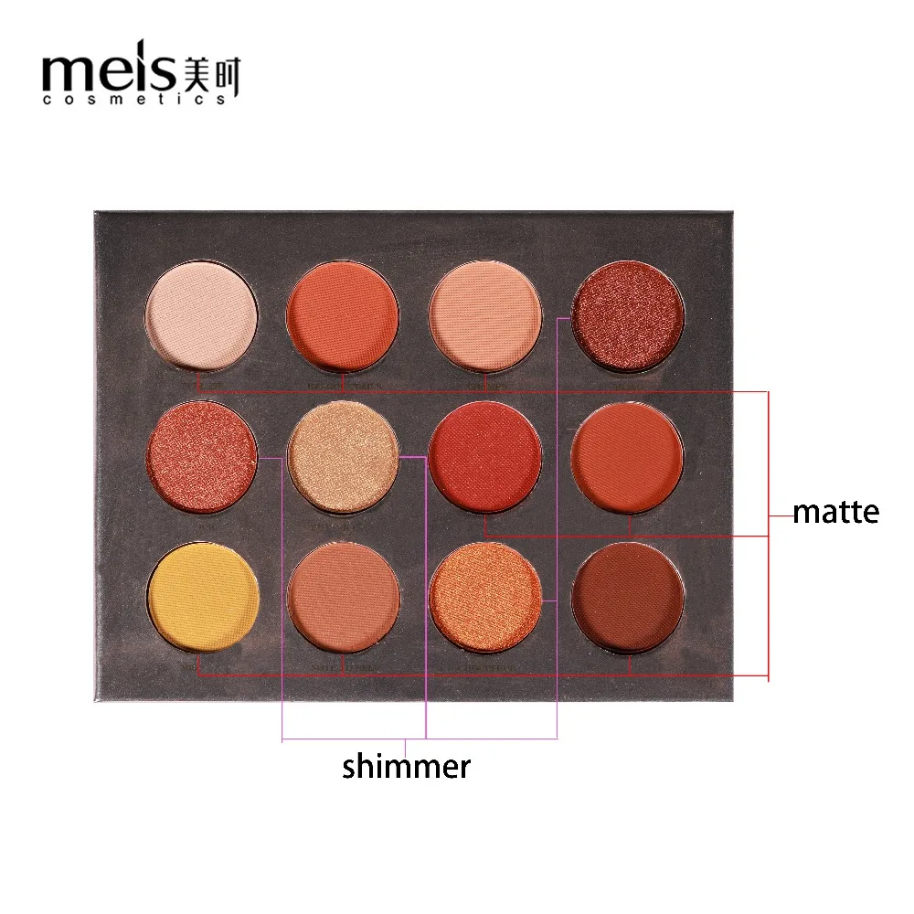 2018 MEIS Марка Тени Мода 12 Цвет палитры теней составляют Палитра матовый Shimmer для век