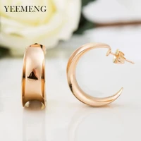 yeemeng 585 rose gold large hoops earrings minimalist thick tube round circle rings earrings for women copper plated trendy punk