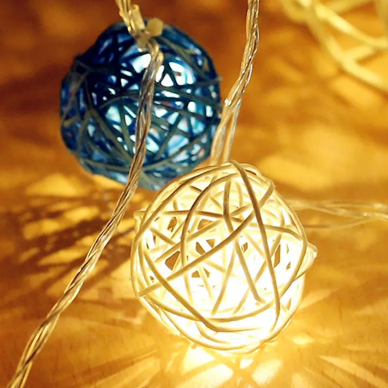 Многоцветный ротанговая Пальма клубок светодиодный строка светильник 5 м 20 светодиодный теплый белый 220V штепсельная вилка европейского стандарта Фея светильник рождественские свитеры с Свадебные украшения вечерние светильник
