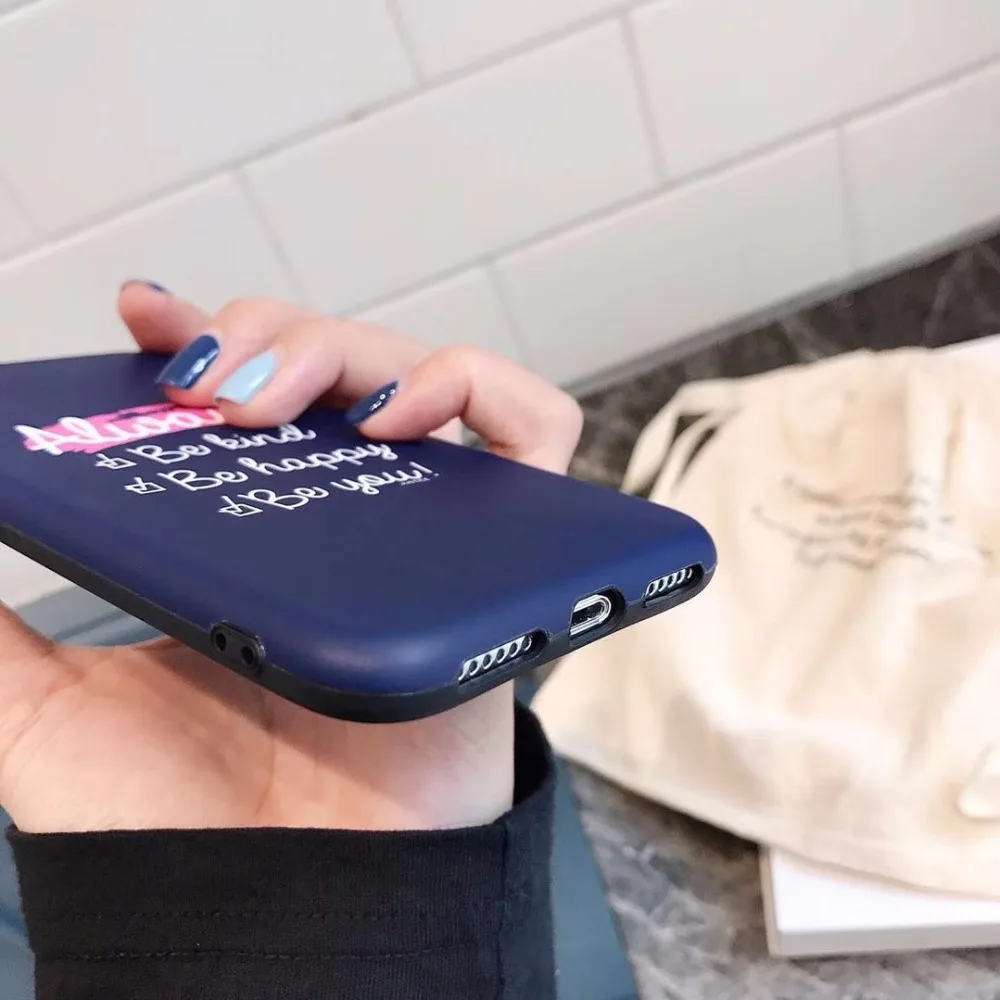 Чехол для мобильного телефона с надписью Apple iphone 6 6s 7 8 Plus X XR XS Max синяя задняя