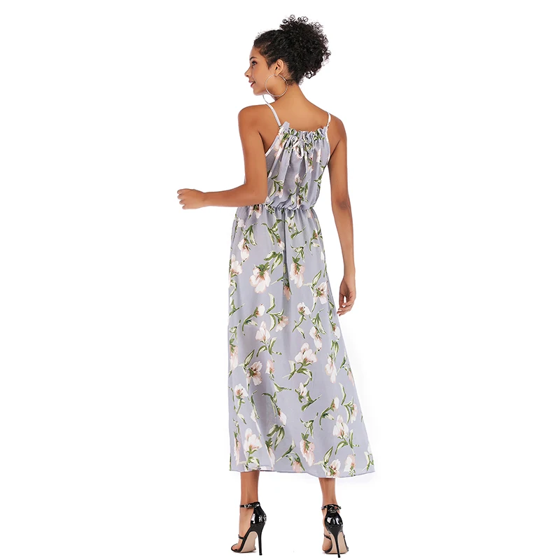 Шифоновое платье макси с открытыми плечами и открытой спиной|Женские платья| |