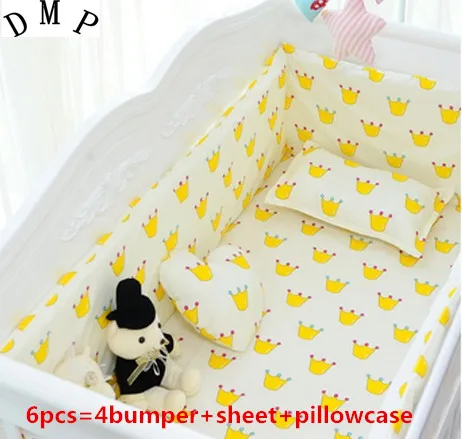 

Promotion! 6PCS Crib bedding kit baby bedding kit bed around baby cuna (bumpers+sheet+pillow cover)