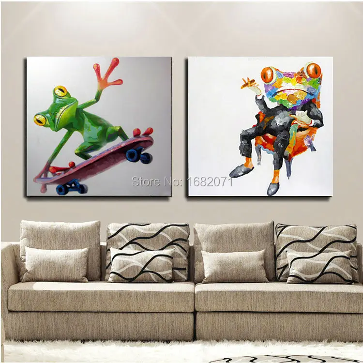 Высококачественная современная абстрактная забавная лягушка картина маслом на
