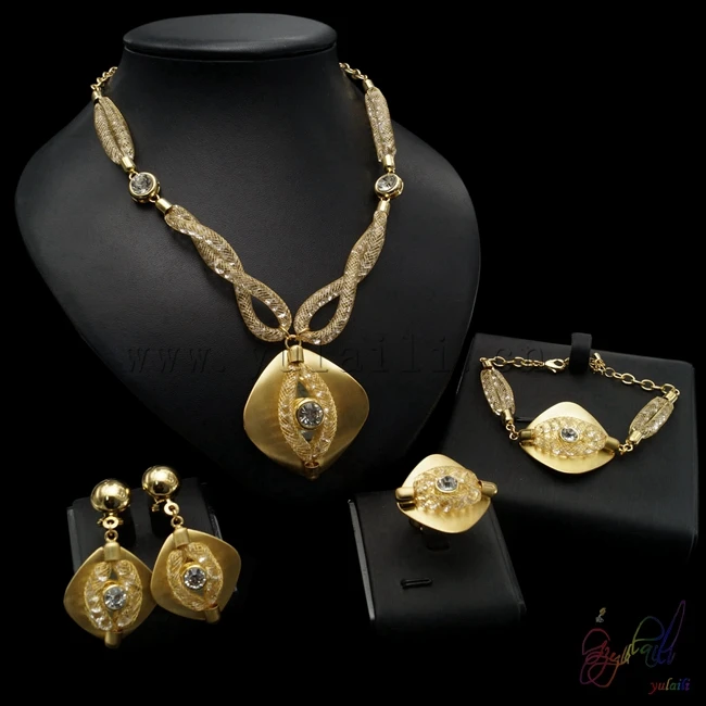 Бесплатная доставка Модный дизайн цвет чистого золота ретро комплект ювелирных