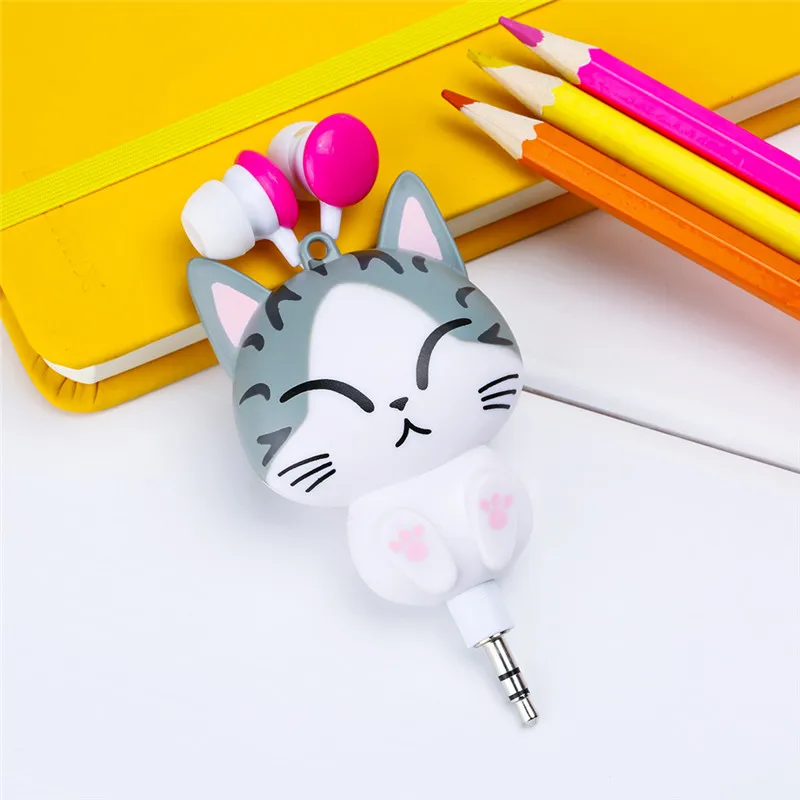 Милые наушники Kawaii с сыром, котом, медведем, пандой из мультфильма, выдвижные MP3 MP4 наушники для samsung, htc, Xiaomi, для IPhone 5, 5S, 6 S plus