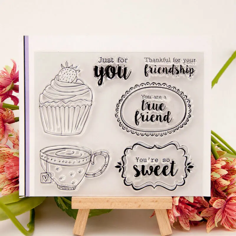 3-Tea Cake Happy Hour прозрачные силиконовые штампы DIY тиснение для скрапбукинга карты искусство кофе чай чайник молочный чайный набор чехол Роза - Цвет: 3-Tea Cake