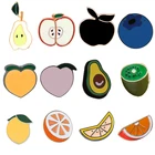 Фруктовые броши в 12 стилях, эмалированная брошь в форме яблока, персика, авокадо, киви, оранжевый лимон