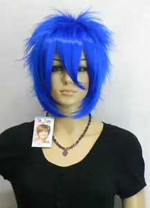 Мода парик Новые сексуальные женские короткие голубые парики + cap Дамы