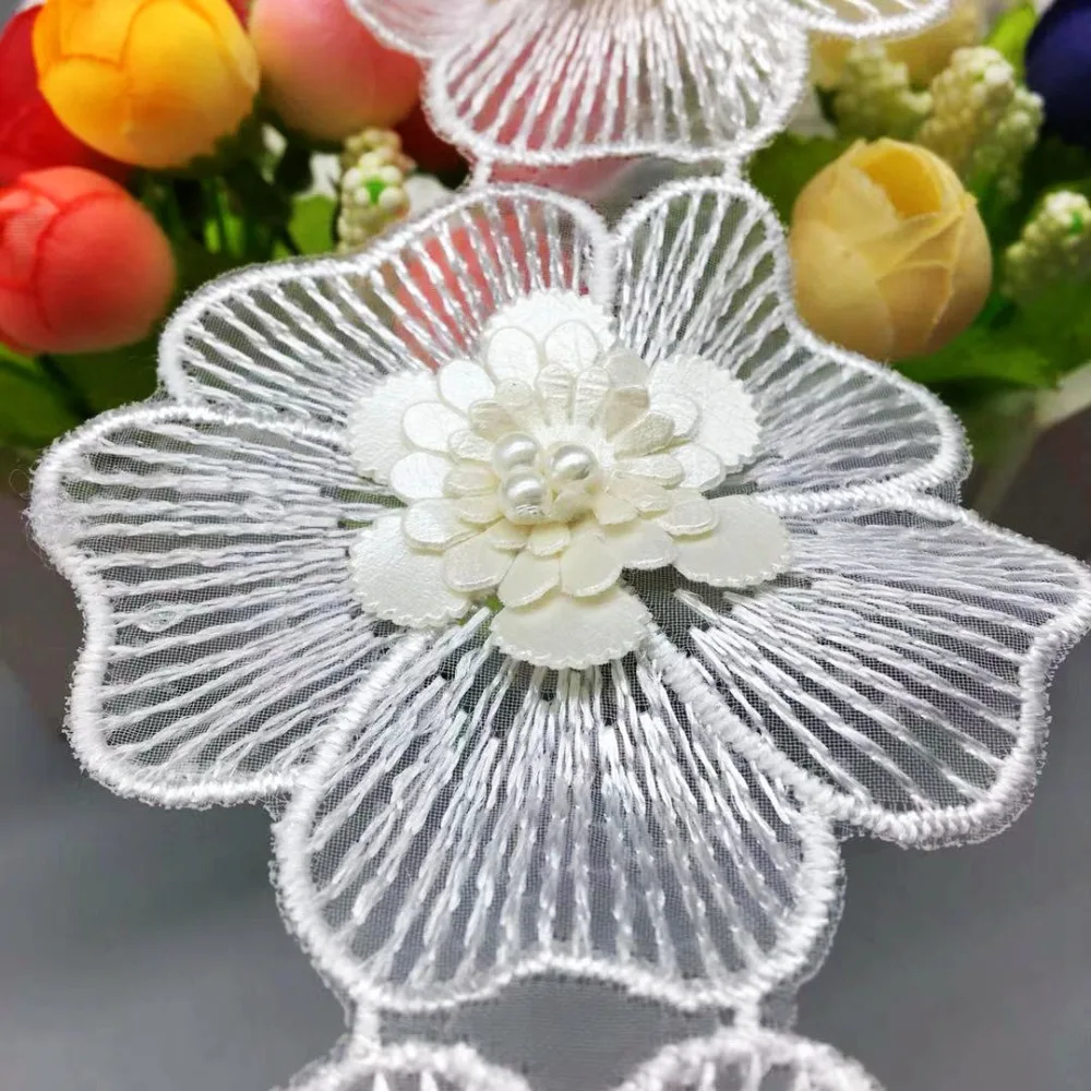 12 винтажных жемчужных цветов вышитая кружевная отделка Полиуретановая лента