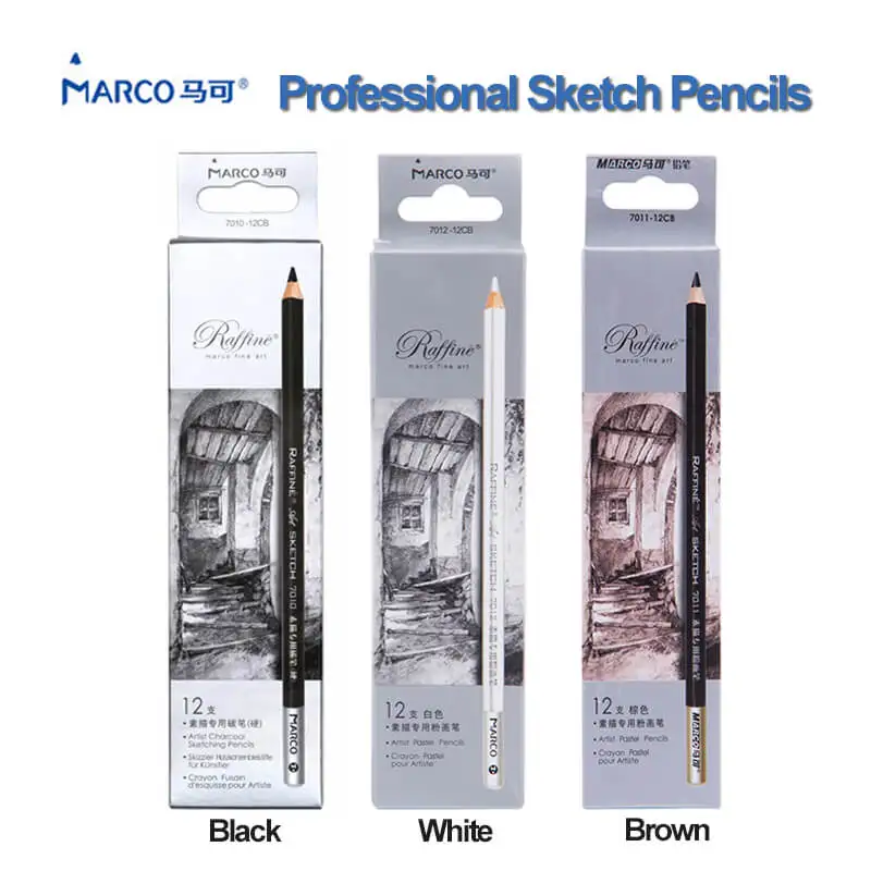 

Lapis De Cor 12 Pcs Professional Oil Colored Pencils Charcoal Pastel Pencil Highlight Blender For Drawing Sketch Artist Supplies