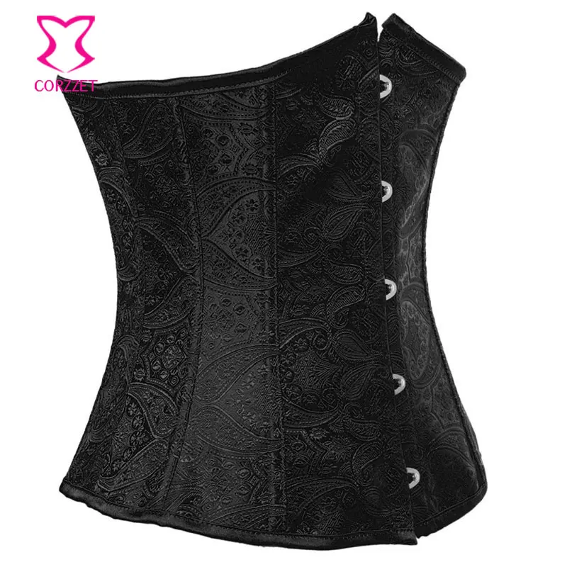 Черный корсет с узором пейсли под грудью сексуальный бюстье топ для женщин