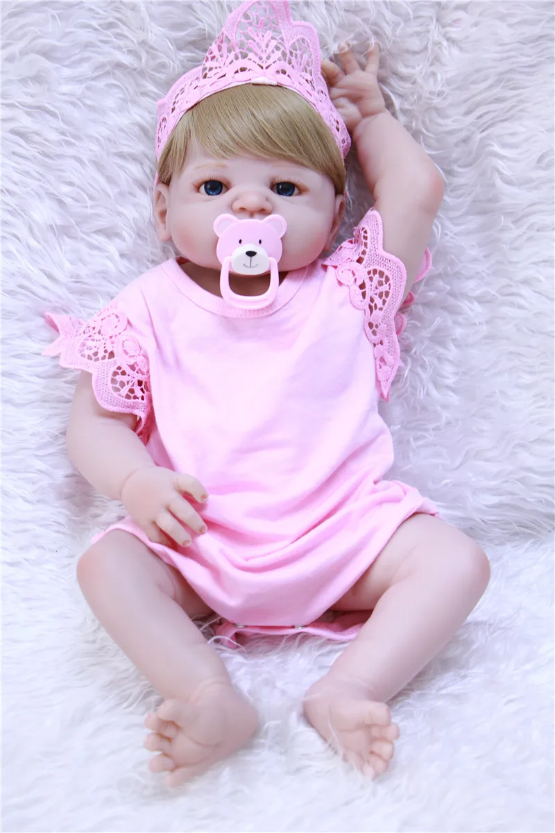 

57cm Full body silicone reborn baby doll toys lifelike adorable collectible doll bebe toddlers Xmas gifts bathe toy kids bonecas