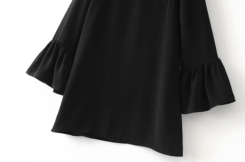 2017 Весной и Осенью Новое Прибытие Женщины Моды Оборками Flare Рукавом Dress женский